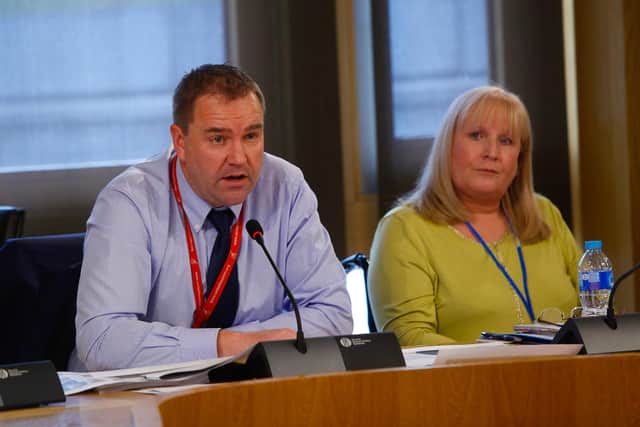 Neil Findlay with Elaine Holmes at a mesh implants conference    pic: Scott Louden