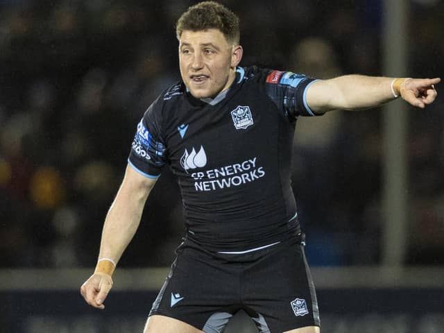 Duncan Weir directs the team during a Glasgow Warriors match at Scotstoun this season. (Photo by Ross MacDonald / SNS Group)