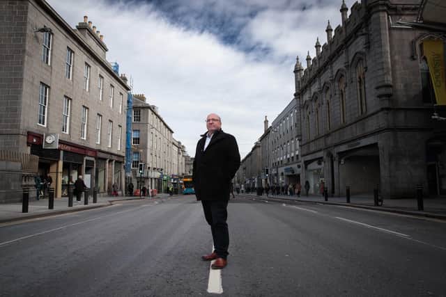 Bob Keiller CBE on Union Street in Aberdeen. Picture by Ross Johnston/Newsline Media