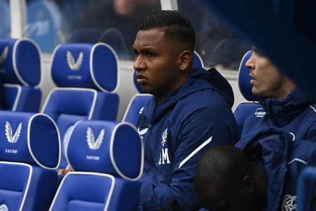 Alfredo Morelos was on the bench for Rangers' 3-0 win over Raith Rovers amid reports of signing a pre-contract with Sevilla. (Photo by Rob Casey / SNS Group)