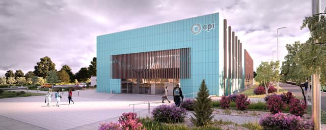 Exterior render of CPI’s Medicines Manufacturing Innovation Centre, currently under construction in Glasgow