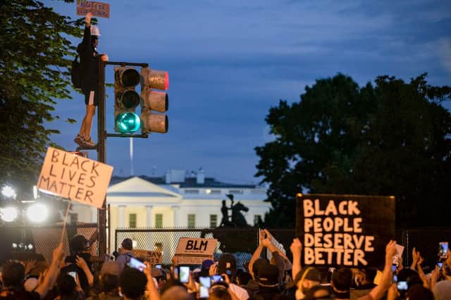 Black Lives Matter placards have been commonplace at protests across the United States in recent days (Getty Images)