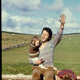 Paul McCartney and his daughter Mary captured at High Park Farm in Argyll in 1970.