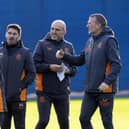 Rangers manager Philippe Clement with coaches Alex Rae (centre), Brian Gilmour and Stephan Van Der Heyden. (Photo by Alan Harvey / SNS Group)