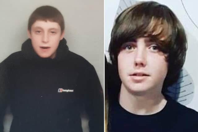 Andrew O’Brien, 14, (on left in above image) and Elliot Ryan, also known as Elliot Vickers, 15, (on right in above image)