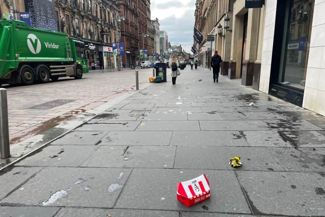 Glasgow city centre was looking fairly spick and span, with only a scattering of rubbish flying around, as COP26 - and bin worker strikes - got underway on Monday
