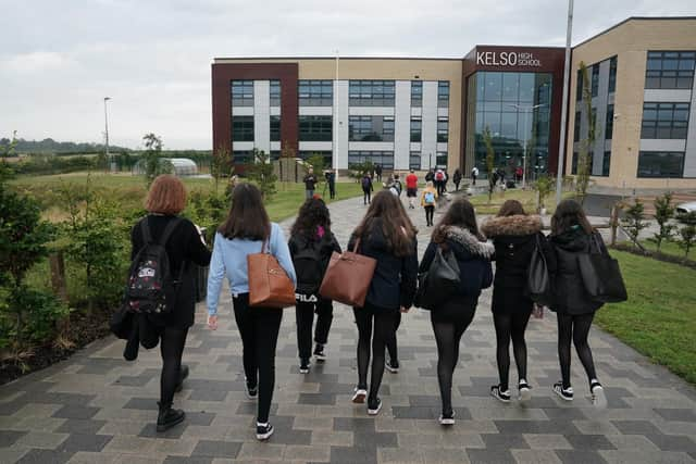 Pupils arrive at Kelso High School in the Scottish Borders. Picture: PA