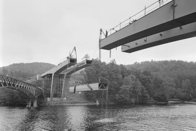 The A9 crosses Loch Faskally as part of its bypass of Pitlochry in 1980. (Photo by Scottish Roads Archive)