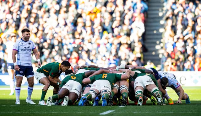 South Africa came out top in the scrum battle at BT Murrayfield.  (Photo by Ross Parker / SNS Group)