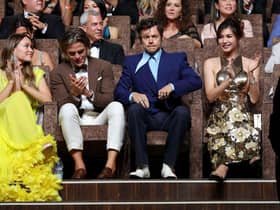 Olivia Wilde, Chris Pine, Harry Styles and Gemma Chan attend the Campari Passion For Film 2022 Award during the 79th Venice International Film Festival.