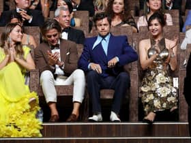 Olivia Wilde, Chris Pine, Harry Styles and Gemma Chan attend the Campari Passion For Film 2022 Award during the 79th Venice International Film Festival.