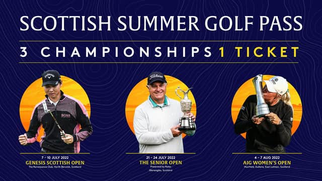The Scottish Summer Golf Pass covers the Genesis Scottish Open, the Senior Open and the AIG Women's Open.