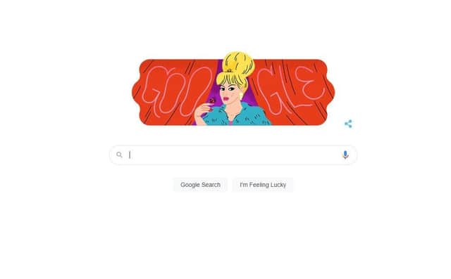 The Google Doodle celebrates singer and entertainer Coccinelle.