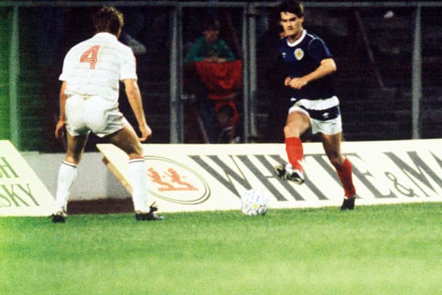 Current Scotland boss Steve Clarke in action for the national team in a 2-0 win over Hungary on September 09, 1987. Pic: SNS Group