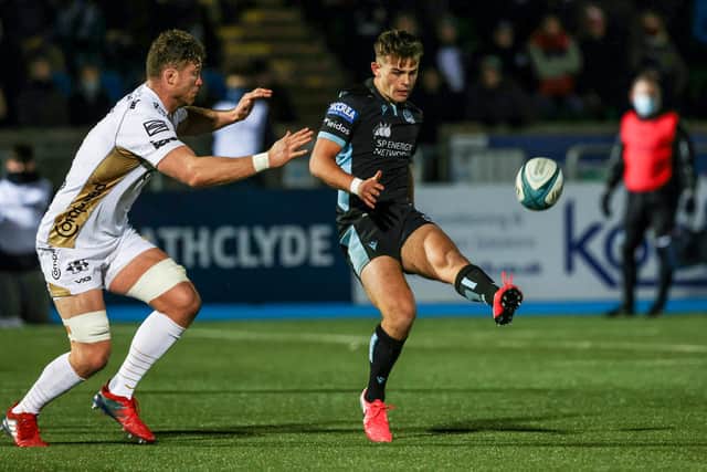 Stand-off Ross Thompson produced a delightful cross-field kick to set up Glasgow Warriors' second try, for Kyle Steyn. (Photo by Craig Williamson / SNS Group)