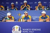 Winning European captain Luke Donald talks to the media during a press conference after his side's win in the 44th Ryder Cup in Rome. Picture: Andrew Redington/Getty Images.