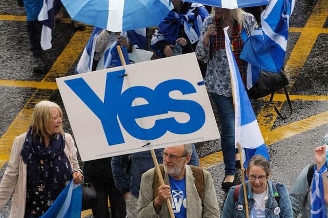 Pro-Scottish independence supporters march in Glasgow in 2016. Picture: Andy Buchanan/AFP via Getty Images