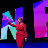 First Minister Nicola Sturgeon after delivering her keynote speech during the SNP conference at The Event Complex Aberdeen (TECA) in Aberdeen, Scotland