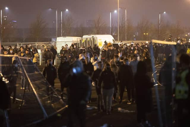 Celtic fans gather outside Celtic Park after the Betfred Cup defeat to Ross County (Photo by Alan Harvey / SNS Group)