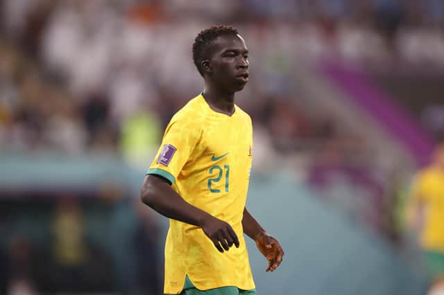 Hearts target Garang Kuol in action for Australia in the World Cup last 16 match against Argentina. (Photo by Robert Cianflone/Getty Images for Football Australia)