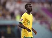 Hearts target Garang Kuol in action for Australia in the World Cup last 16 match against Argentina. (Photo by Robert Cianflone/Getty Images for Football Australia)