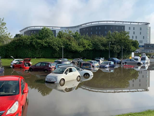 Queen Victoria Hospital car park flooded in Kirkcaldy