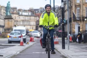 The Scotsman's Transport Correspondent Alastair Dalton testing the route in Melville Street on Monday. (Photo by Lisa Ferguson/The Scotsman)