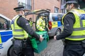 Officers from Police Scotland outside the SNP headquarters in Edinburgh following the arrest of former chief executive Peter Murrell in April 2023. Mr Murrell was later released without charge, pending further enquiries. Picture: PA