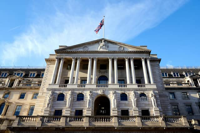 The Bank of England, above, is expected to further hike interest rates, possibly to as high as 6%, over the coming months.