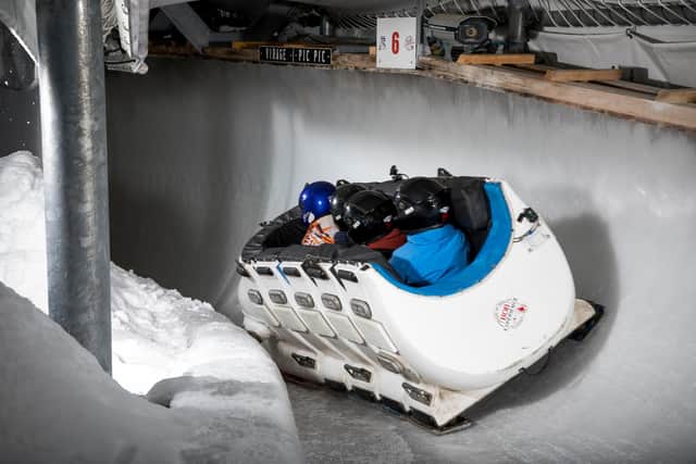 La Plagne is home to France’s only bobsleigh and skeleton track, nestled into the mountainside at 1,800 metres, and novices can experience the track as a novice. Pic: Pierre Augier/PA.