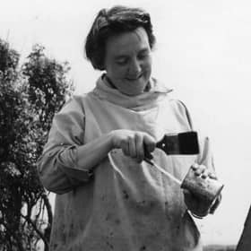 Joan Eardley painting in 1961