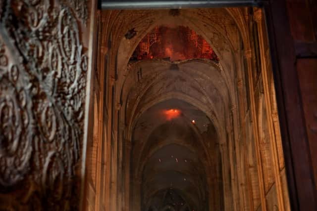 A spokesman for the cathedral told AFP that the wooden structure supporting the roof was being gutted by the blaze.