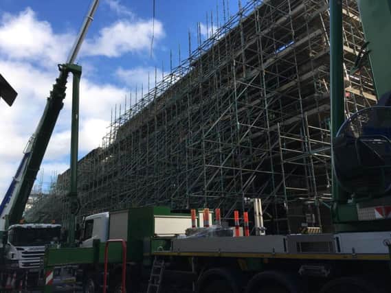 More than 450 tonnes of steel scaffolding have been erected around Glasgow School of Art's Mackintosh Building.