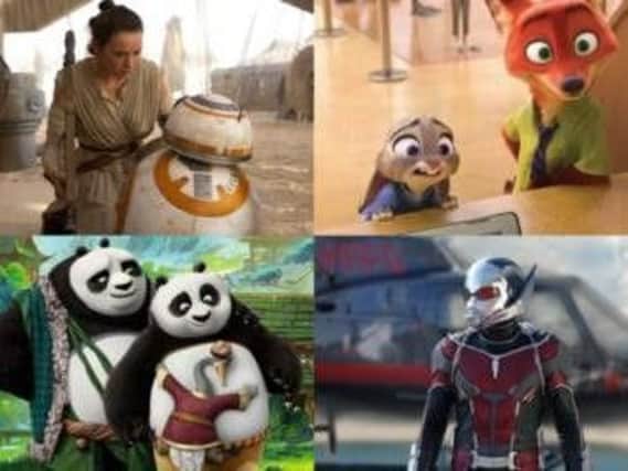 The Force Awakens, Zootropolis, Kung Fu Panda and Ant-Man are all appearing on Scottish televisions this Christmas (Images: Walt Disney Studios Motion Pictures/20th Century Fox)