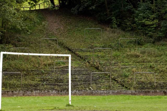 Terracing and barriers are still visible at Cathkin Park, former home of Third Lanark