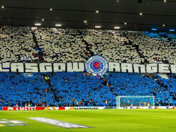 Rangers fans create a display ahead of a Europa League clash