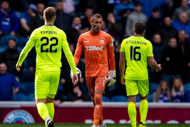 The goalkeeper stupidly planted his studs on Marc McNulty. Not the first time he has kicked out this season.