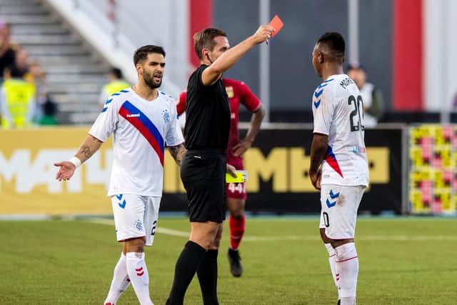 The striker followed up a needless booking by shouting at the referee to earn a two yellow cards within seconds.