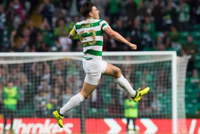 Kieran Tierney scored a ripsnorter in a 5-0 win in the club's opening game of the 2017 Betfred Cup.
