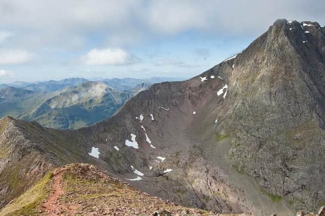 The treacherous Carn Mor Dearg Arete - a narrow ridge which curves up to Ben Nevis zenith offers an unrivalled view of this stunning mountain.