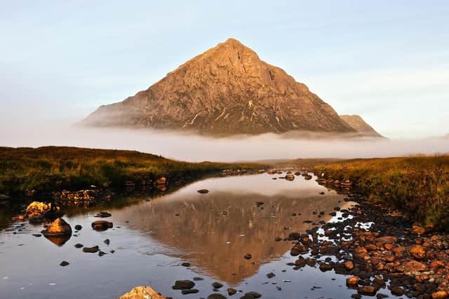 This pyramid of rock is perhaps Scotlands most iconic mountain - and thats saying something. The Great Herdsman is best viewed from the trickling River Coupall.