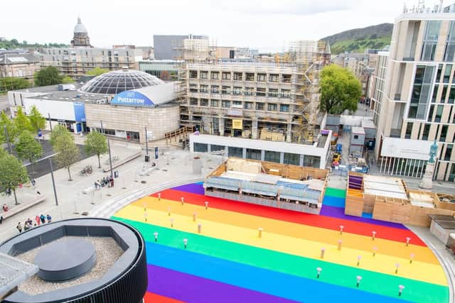 Underbelly said it was proud to show its support of Edinburgh Pride with this celebration in Bristo Square.