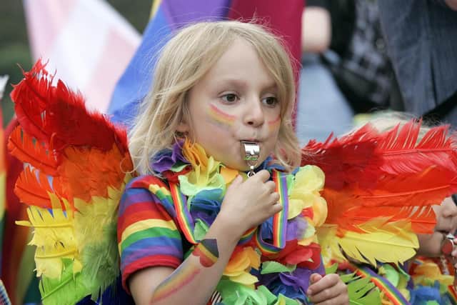 Some people showed off some inventive costumes, with plenty of rainbow colours on show.
