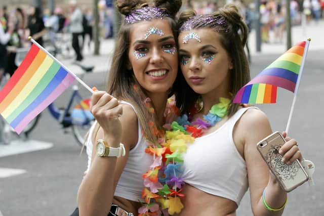 Edinburgh's residents got into the spirit - Latasha Torrance and Olivia Wallace pose for a picture.