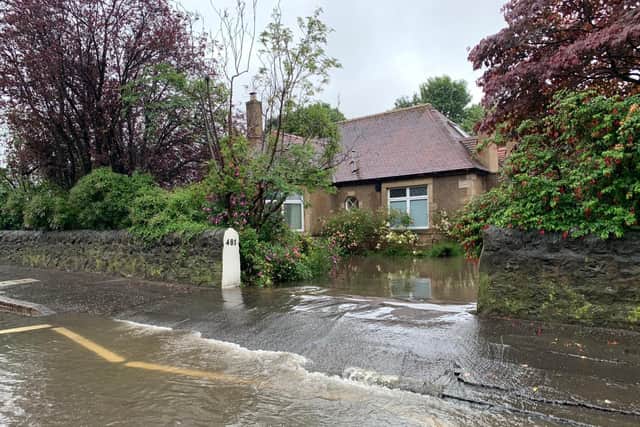 Heavy rain saw homes, roads and pavements overcome by rain water.