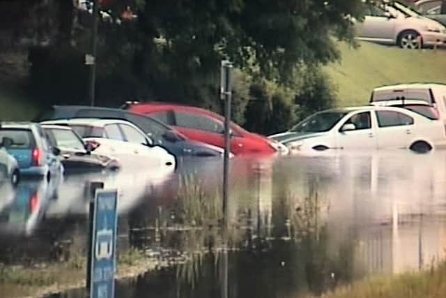 Trams in Edinburgh were cancelled due to the flooding. This was the scene at Bankhead station.