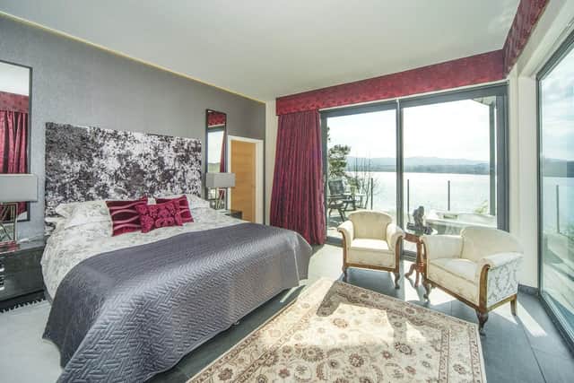 The master suite has a separate wet room and sauna.