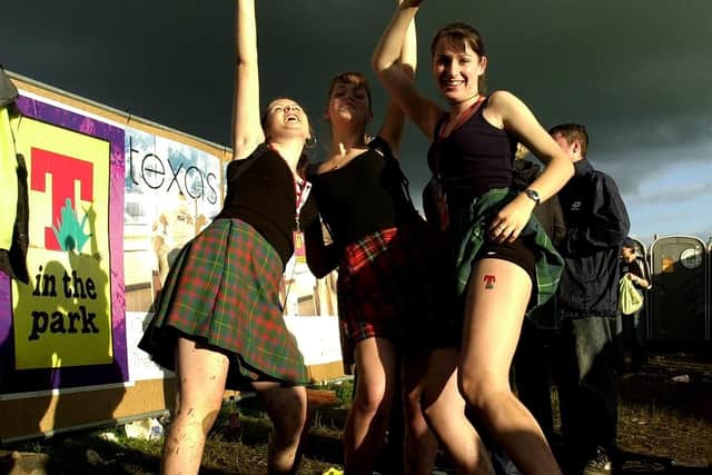 Three young festival goers in 2001. Picture: JPIMEDIA