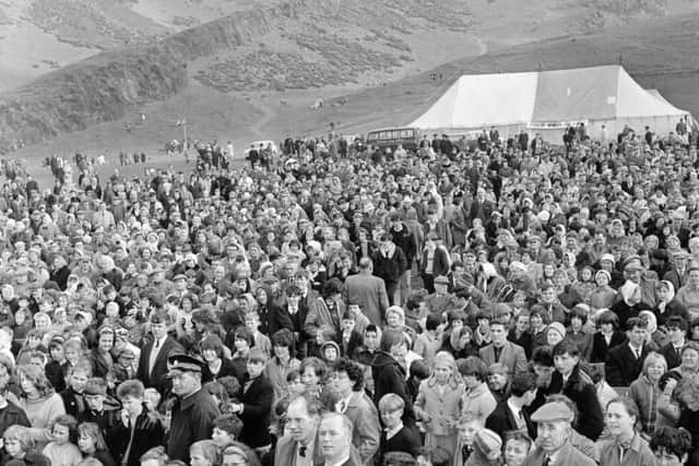 Scottish Miners Gala Day in 1964. The event attracted its biggest crowd a decade earlier when 100,000 people turned up to hear a speech from Nye Bevan MP, who led a procession of workers down the Royal Mile.