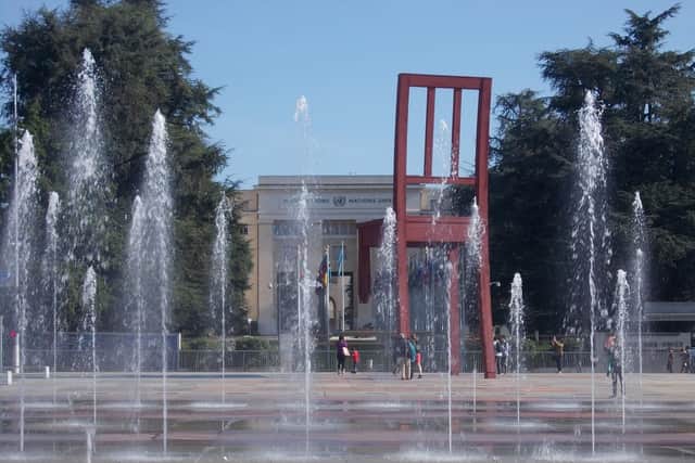 Geneva is one of Europes most cosmopolitan cities and, whether arriving there by car, train, bus or air, the start of our cycle is only a short distance away - at the United Nations Building on the Palais des Nations.
